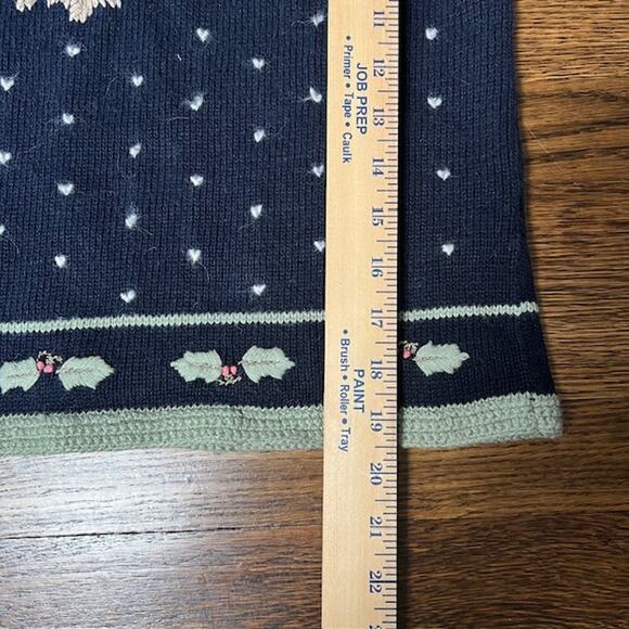 VTG Christopher & Banks Holly Berry Wreath Pullover Sweater Womens S Embroidered - Picture 5 of 10